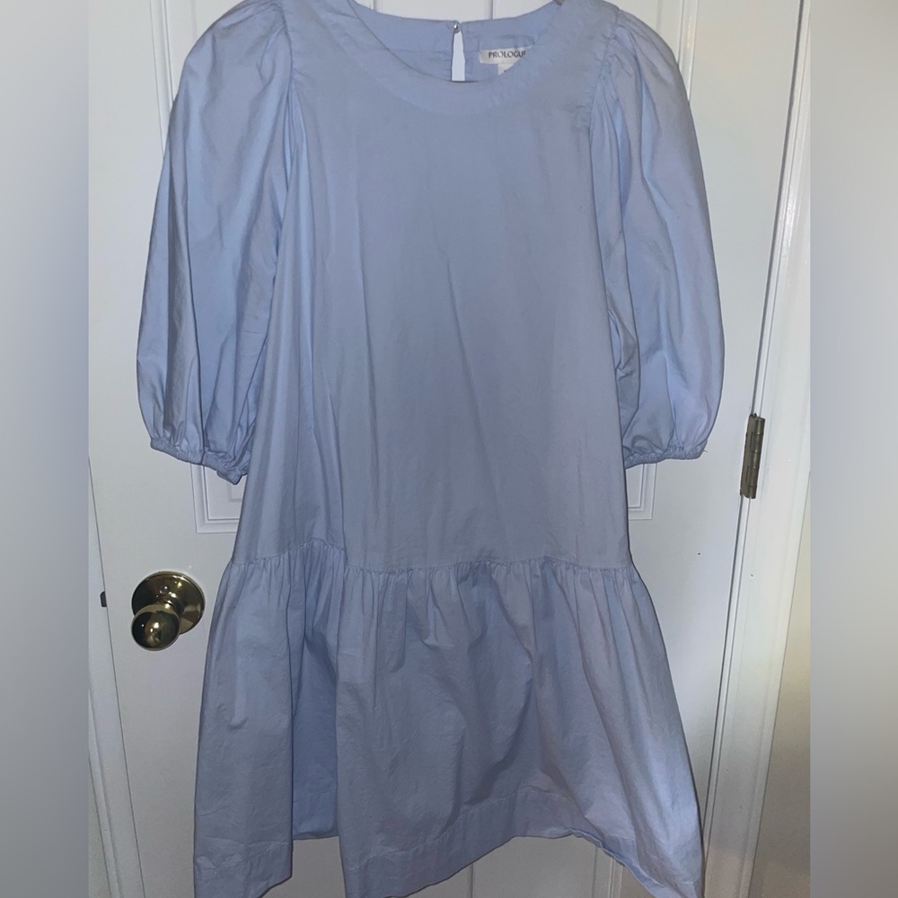 Prologue Blue Puff Sleeve Cotton Sundress